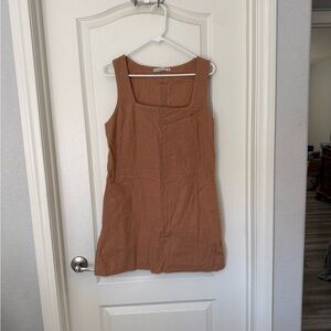 Abercrombie & Fitch Rust Brown Mini Dress, lined , linen blend .